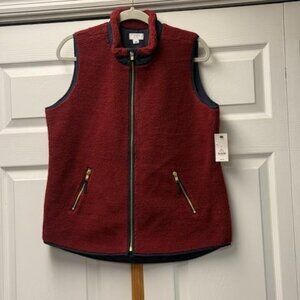 NWT Crown & Ivy Essential Signature Sherpa Fleece Vest  - Sz Medium